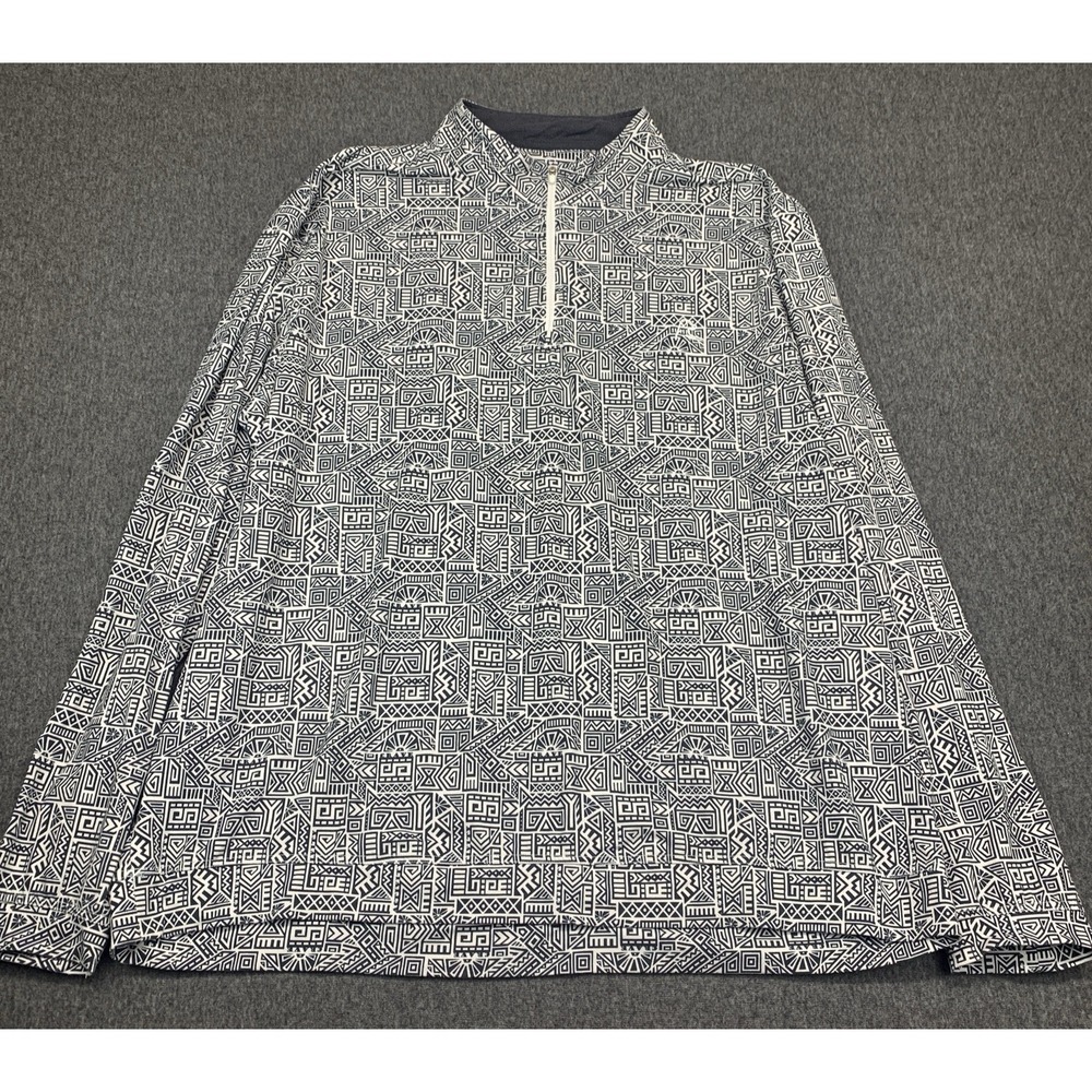 Rhoback 1/4 Zip Pullover Men's Long Sleeve Geometric Blue White Golf Logo - 3XL